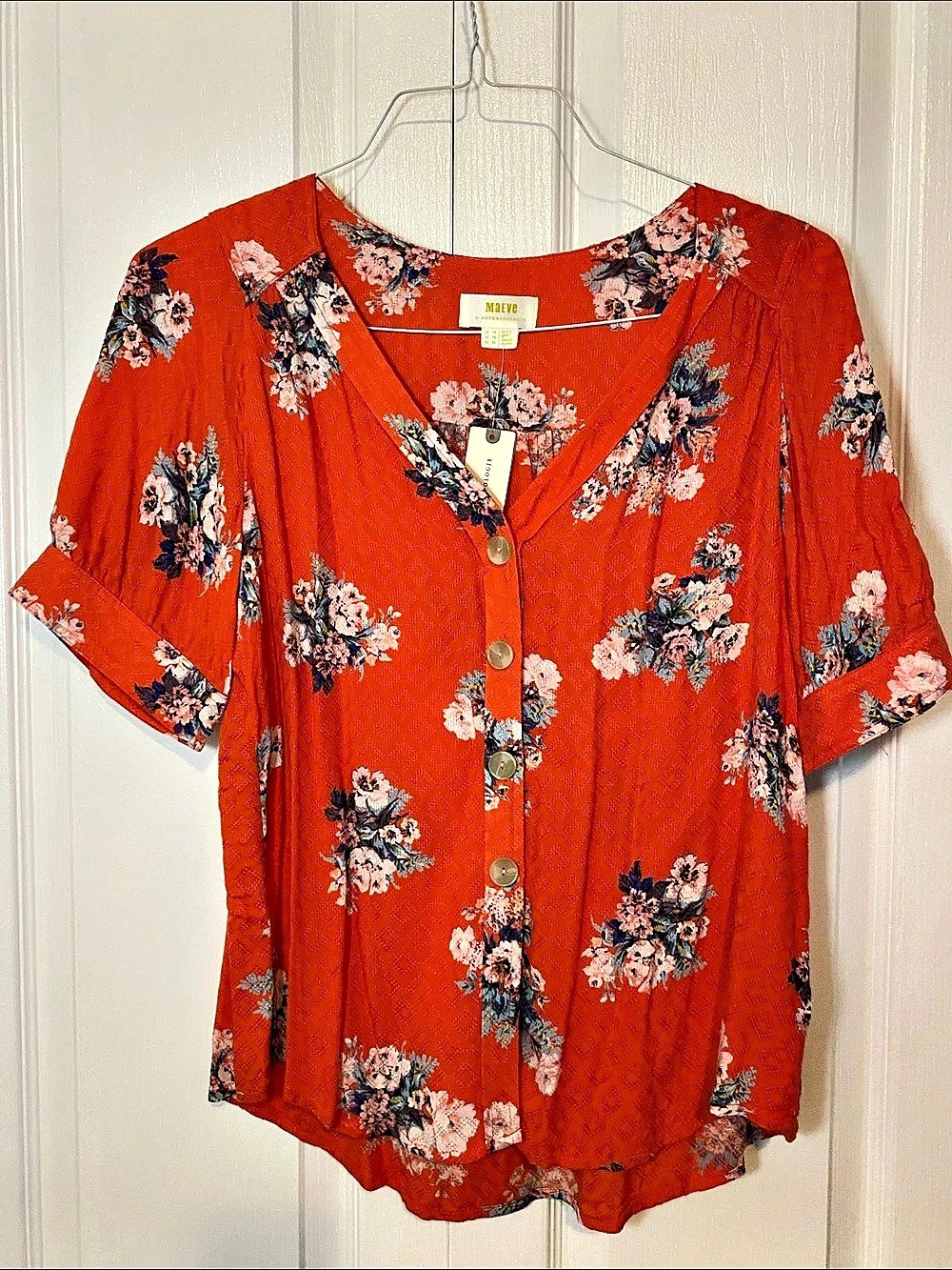 Maeve Anthropologie Maeve floral blouse Floral Blouse in Orange Size US 10 NWT